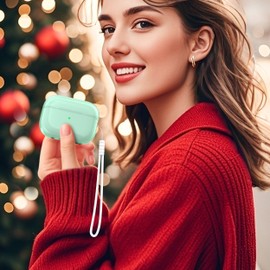 MHYALUDO Compatible with Airpods Pro 2/1 Generation Case, Transparent Soft Case with Lanyard Cleaning Pen, Green