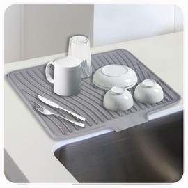 LKYLIVE Silicone Dish Drying Mat for Kitchen Counter,16x13in Silicone Mats with Drain Lip,Easy to Clean, Non-Slip Drain Mat for Multiple Usage