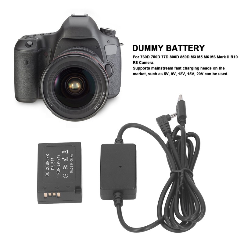 LP E17 Dummy Battery DR E17 DC Coupler with Type