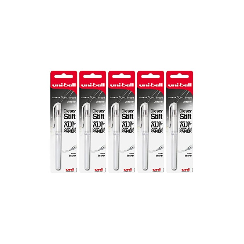 uni-ball Signo UM-153 205038 Gel Pen Set, 5 Pieces, White,