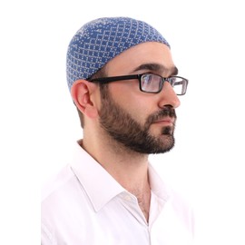 ihvan online - Sombreros de lana turca musulmana de invierno para hombre, Taqiya, Takke, Peci, gorras islámicas, Azul, One Size