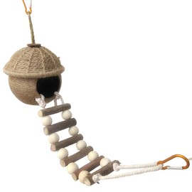 [fuu] Coconut House with Ladder, Birdcage, Perch, Playground, Hanging, Natural Material
