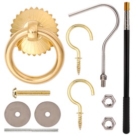 Ladder Pull Down System Kit, Attic Ladder Pull Down System Loft Stair Pull Kit Telescopic Pull Down Rod Up to 59 Inch Extension Pole with Hooks & Screws for Attic Ladder Accessories Tools