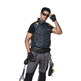 Fujin Man Air Conditioning Work Clothes, Vest, 2025, Strongest Side Fan, Heat Shielding Effect, UV Protection, Heat Stroke Prevention, Work Clothes, Work Jacket, Clothes Only, Men's, Women's, blue