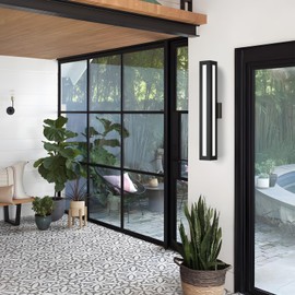 LamQee 30 Inch Modern Outdoor Wall Light Exterior Lighting Fixtures, Integrated LED Contemporary Outdoor Wall Sconce Wall Lighting, Black Outside Lights for House Porch Patio Front Door Garage Indoor