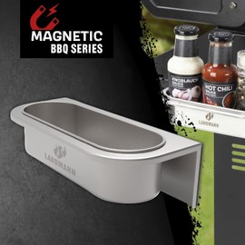LANDMANN Magnetic Sauce Holder | For Attaching to the Grill, Fridge & All Magnetic Surfaces | For up to 3 Sauce Bottles (250 ml Each) | Strong Magnet with 1.2 kg Load Capacity [Stainless Steel]