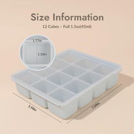 Silicone Baby Food Freezer Tray with Clip-On Lid – 12 Cubes, 100% Platinum Silicone, BPA Free, Made in Korea (Ocean Blue)