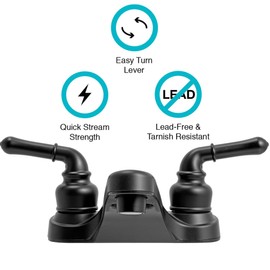 Dura Faucet DF-PL700C-MB RV 2-Hole Bathroom Faucet with Classic 2-Handles (Matte Black)