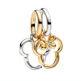 MGIUL Charms 925 Sterling Silver Gold and Silver Mouse Pendant Beads Birthday Christmas Jewellery Gift for Women, Sterling Silver, Cubic Zirconia