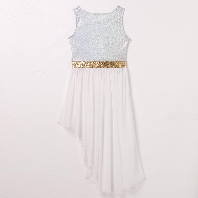 IBAKOM Praise Dance Dress for Women Metallic Tank Top Shiny