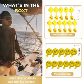 11pcs Yellow Gas Can Vent Caps & 11pcs Gas Can Caps - Can Vents For Plastic Cans & Metal Fuel Jugs, 5 Gallon Can Air Vent Kit