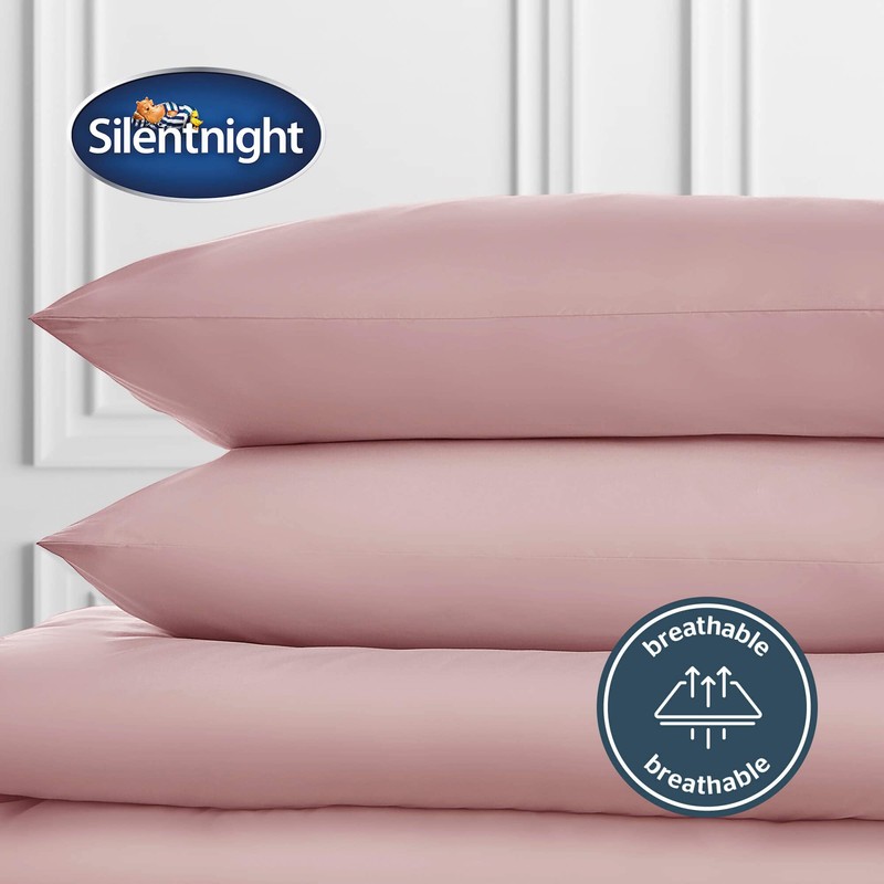 Silentnight Pure Cotton Housewife Pillow case-2 Pack, Blush, 74 x