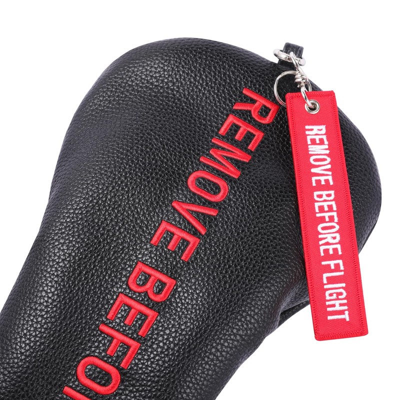 SHABIER Black Golf Head Cover with Red Remove Before Flight