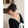 Black Leather Bow Hair Claw Clips, Large 3D Bow Hair