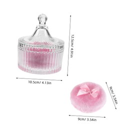 FOMIYES Extra Large Fluffy Powder Puff for Women Soft Plush Body Powder Applicator with Glass Container Cute Pink Bow Design for Foundation