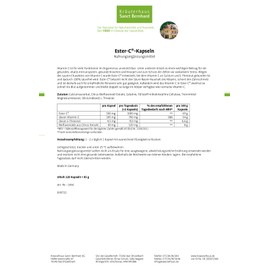 Sanct Bernhard Ester-C® capsules, stomach-friendly, fast absorption into the blood, contents 120 capsules