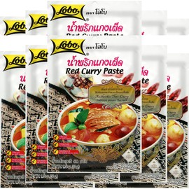 Lobo Thai Red Curry Paste - No MSG, No Preservatives, No Artificial Colors (Pack of 10)
