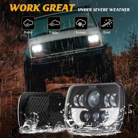 Bricologht For Freightliner FL50 FL60 FL70 FL80 MT35 MT45 7x6'' 5x7 LED Headlight DRL Hi-Lo