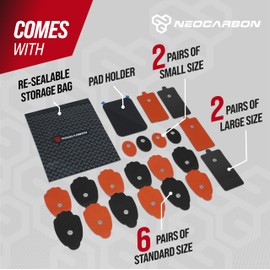 Reusable Electrode Pads for TENS EMS Unit, 20 Replacement Premium Pads and 1 Plastic Holder, Red and Gray