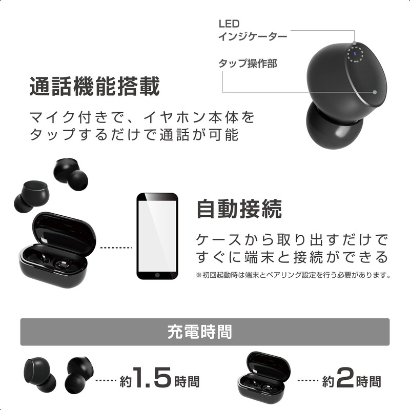 Kashimura Ultra Lightweight & Beans Type Fully Wireless Earphones, AAC