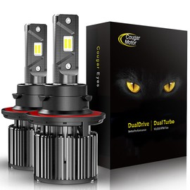 Cougar Motor H13 Bulbs, 9008 Light Bulb K16 Series 6000K White Driving Light Bulbs IP67 Waterproof H13 Fog Light or Off-Road - Pack of 2