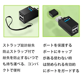 ALLVD USB Hub, 3 Ports, USB 3.0 + USB 2.0 Combo Hub, Ultra Small, Bus Power, USB Hub, USB Port, Extendable, Fast, Lightweight, Compact, Portable, 1 Piece (Black)