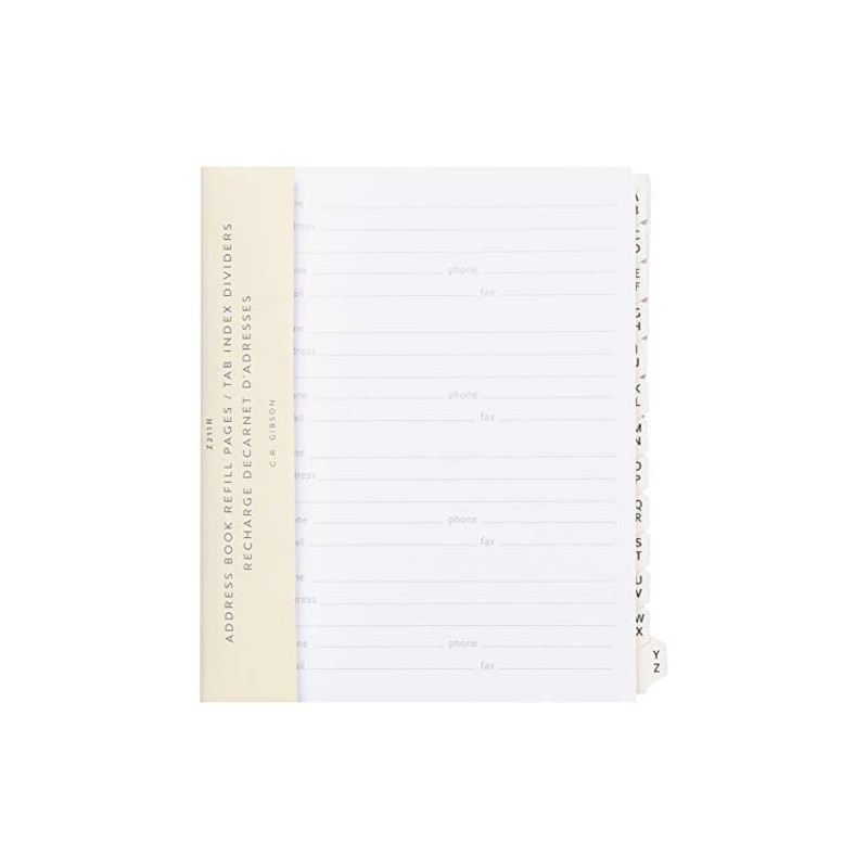 C.R. Gibson A1 Address Book Refill with 55 Sheets and