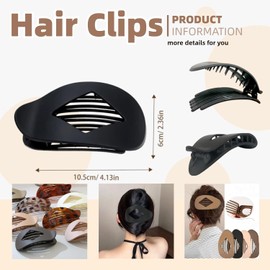6 PCS Flat Hair Clips for Women, Curved Design Flat Claw Clips for Lying, Driving, Round Lay Down Hair Clip Hair Accessories for Women and Girls(Brown)