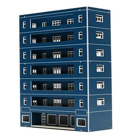 EatingBiting DIY 1:144 Blue 7F Outland Model Train Layout N Scale Apartment School Building for Sand Table Garden Micro Landscape Ornaments Decor Dormitory Dorm Assembling Scene Detail & Realism