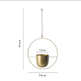 LIKEUDO Pack of 2 Gold Metal Ceiling Hanging Flower Pot Hanging Basket Succulent Plants Hanging Flower Pot Decorative Flower Pot Hanging Planters Pot Wall Decoration Flower Pot (Round)