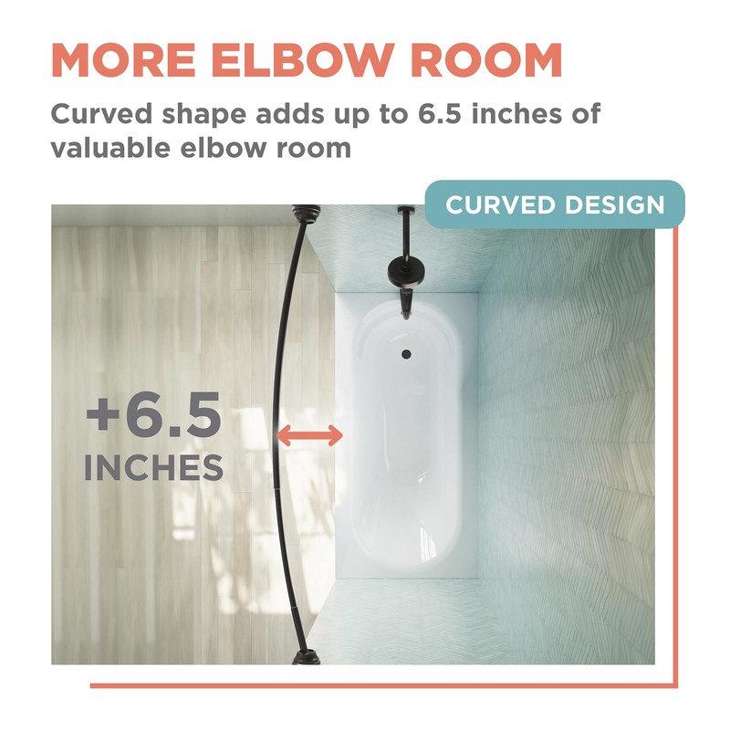 Zenna Home Curved Shower Curtain Rod, No Drill, 50-72 Inch