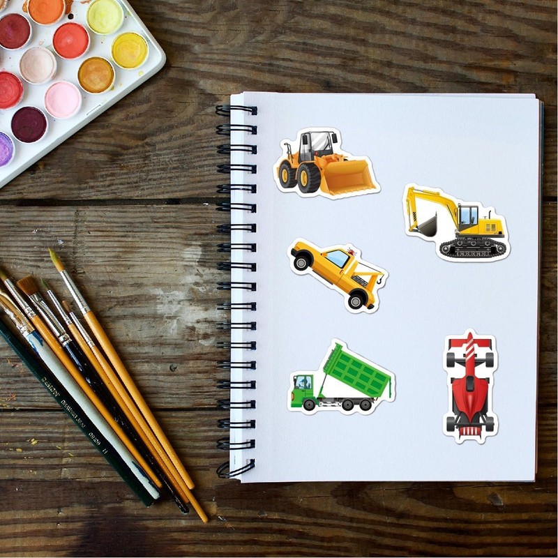 Pack of 100 Vehicle Stickers for Children Waterproof Cartoon Car