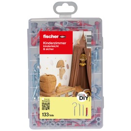 fischer Meister-Box DuoPower Dowel Box with 133 Screws, Hooks and DuoPower Dowels, 50 Pieces 6 x 30 mm, 30 Pieces 8 x 40 mm, Universal Set for Numerous Building Materials and Fixings