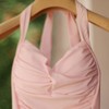Women Swimsuit Pink One Piece Swimwear Push Up Bra Halter