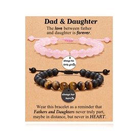Birthday Gifts for Dad Crystal Beads Bracelets for Dad Daughter Tiger Eye Mens Bracelet Gifts for Father’s Day