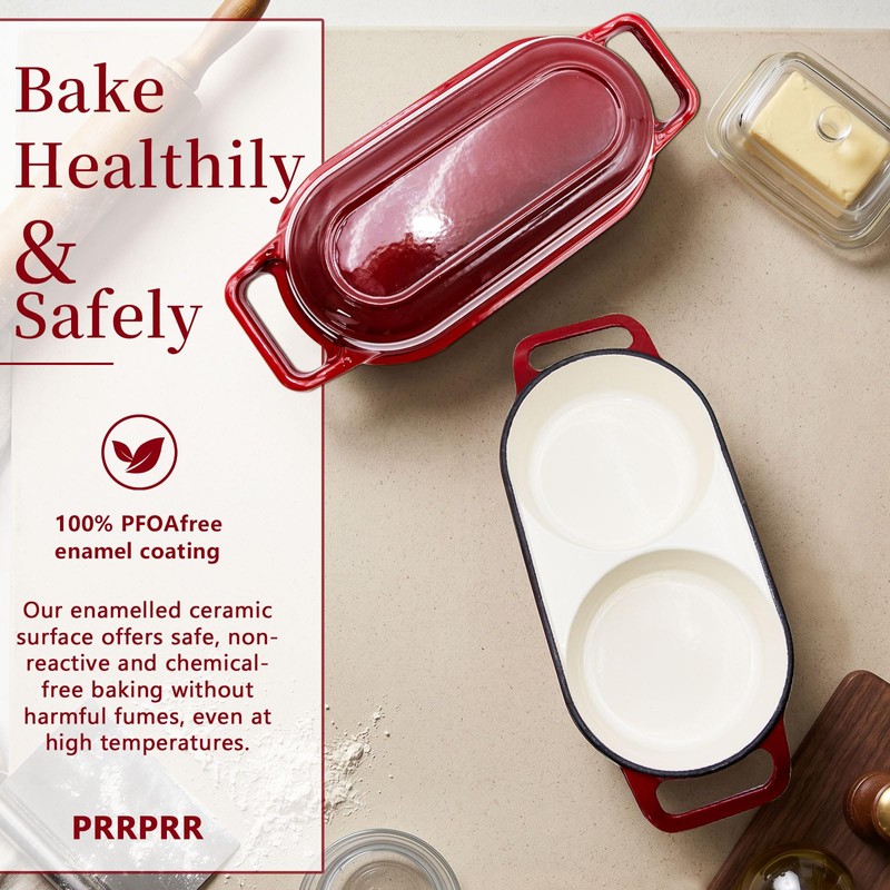 Cast Iron Bread Pan with Lid, Double Dutch Oven for