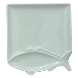 Hasamiyaki 303346C501 Fish Plate (Toto Plate), Square Plate, Aji, Celadon