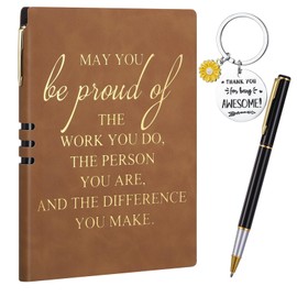 Thank You Gifts Leaving Gifts for Colleagues, A5 Notebook Journal Inspirational Notebook A5 and Pen and Keyring, Employee Appreciation Gift, Thank You Gifts for Women Men Employee Teacher Coworker