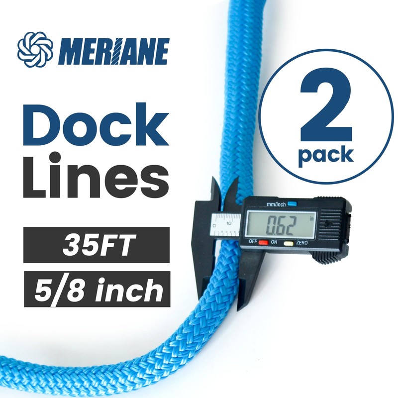MERIANE Boat Dock Lines Marine Grade, 5/8" x 35' Double
