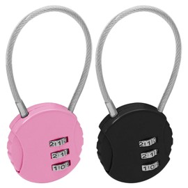 Bonsicoky 2 Pack 3 Digit Combination Lock - Outdoor Waterproof Padlock - Mini Combination Padlock Luggage Lock for School Locker Backpack Travel Toolbox Storage - Pink + Black
