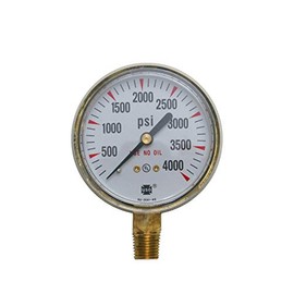 Ametek USG Model P-601 2.5in 0-4000 PSI Brass Compressed Gas Pressure Gauge