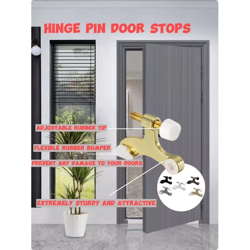 4 Pack Hinge Pin Door Stopper Adjustable Heavy Duty Hinge