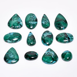GEMKORA 100 carats Natural Malachite Chrysocolla Gemstones Wholesale Cabochons Lot, Jewelry Making Loose Gemstone, Polished Gems, DIY, Wire Wrapping, Healing Crystals, Bulk Gemstone Deal, 4 to 6pcs
