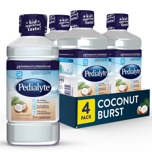 Pedialyte Electrolyte Drink, Hydration Drinks for Kids & Adults, Coconut