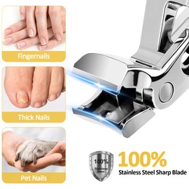 Euqvunn Nail Clippers - Ergonomic Nail Clippers Toenails Ultra Wide Mouth Nail Clippers for Seniors Sharp Nail Trimmers Premium Steel Toenail Clippers for Men and Women