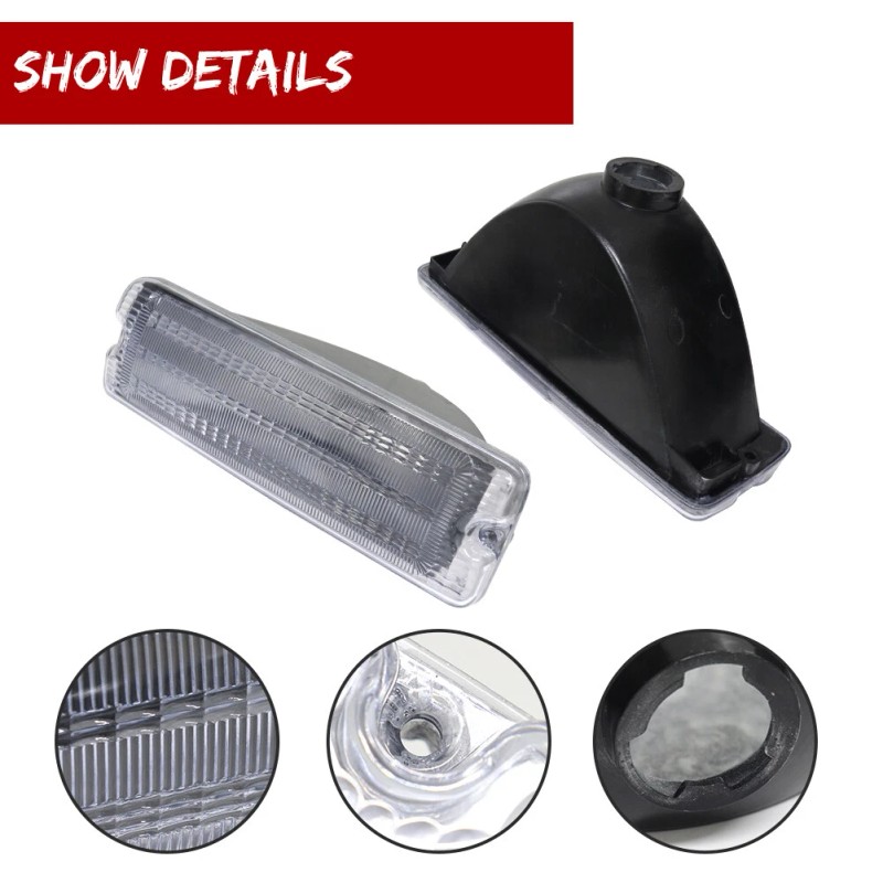 JDMTECH Clear Front Parking Turn Signal Light Housings Kit For