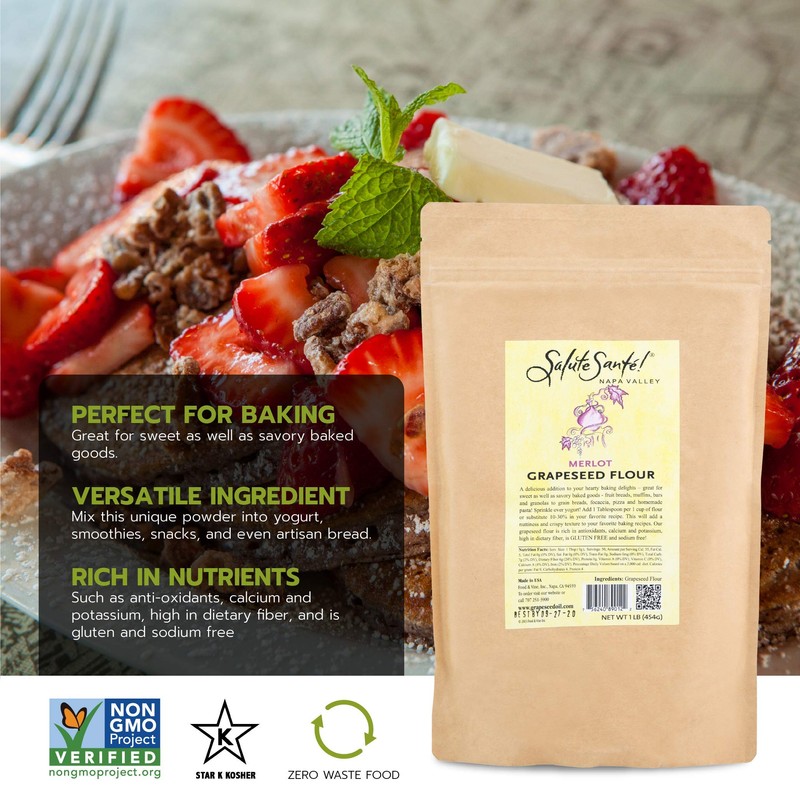 Merlot Grapeseed Flour by Salute Sante! Baking, Gluten-Free, Zero Waste,