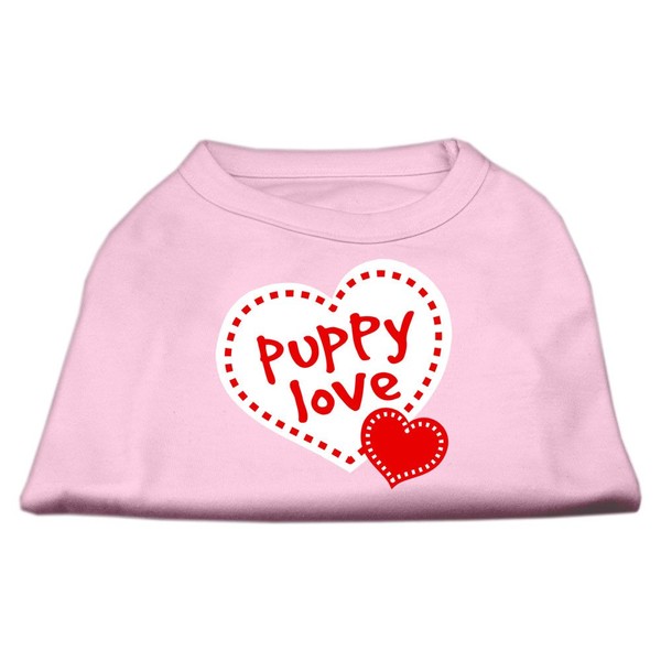 Puppy Love Screen Print Shirt Light Pink XS (8)