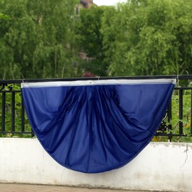 MSFHHA Navy Blue Pure Solid Colour Pleated Fan Flag Bunting 3 x 6 Ft Colour Pleated 2 Pcs Fan Flag Banner Indoor/Outdoor/Front Porch Decorations, Colour Half Fan Flag Patriotic Holiday Decorations.