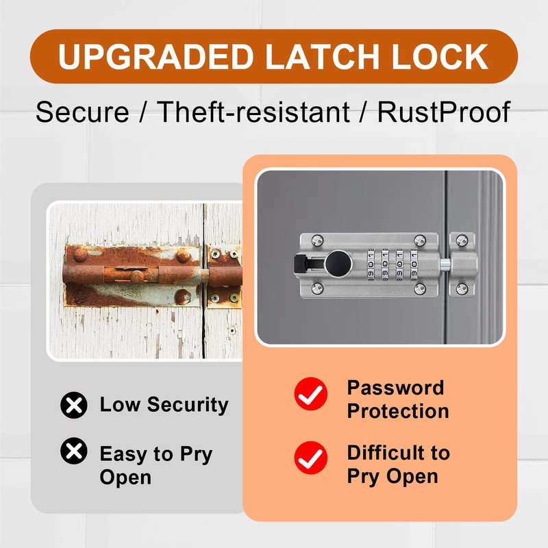 MEINUOKA Slide Bolt Latch for Gate, 4.8" Combination Sliding Lock